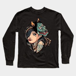 oni girl tattoo Long Sleeve T-Shirt